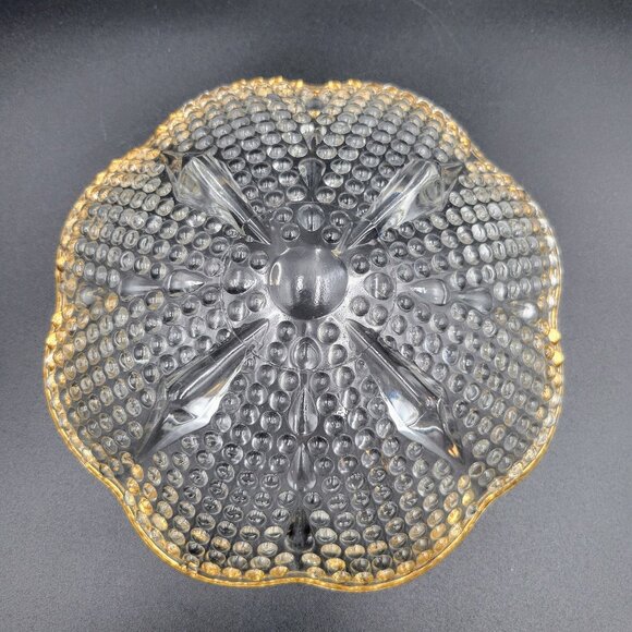 Serving Dishes Round Footed Square Clear Gold Yellow Glass Kitchen Candy Server - Picture 5 of 13